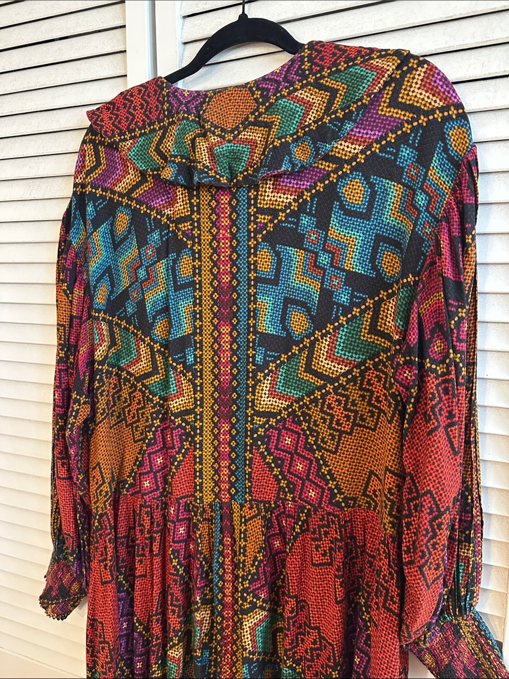 Farm Rio V-Neck Yawanawa Ruffle Boho Maxi Dress Size L - Runs a tad big - Picture 12 of 14